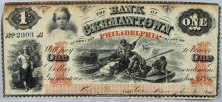 $1 1862 Bank Of Germantown Philadelphia Obsolete Polar Bear Note