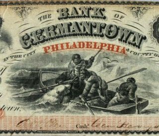 $1 1862 Bank of Germantown Philadelphia Obsolete POLAR BEAR NOTE 4
