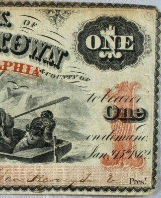 $1 1862 Bank of Germantown Philadelphia Obsolete POLAR BEAR NOTE 5