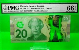 Money Canada $2 Dollars 2012 Bank Of Canada Pmg Gem Unc Bc - 71a - I Value $180