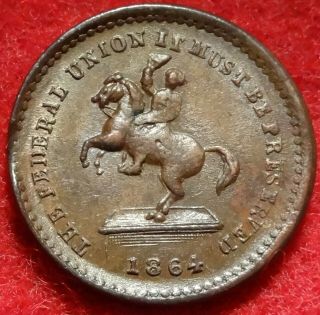 54/179 Civil War Patriotic Token Coin Indian Princess Andrew Jackson Horseback