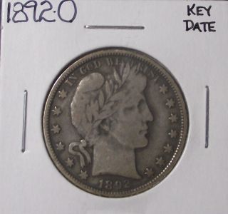 1892 - O Barber Half Dollar (key Date) - You Judge For Yourself
