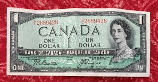 Bank Of Canada 1954 1 Dollar Banknote Beattie Coyne Combined