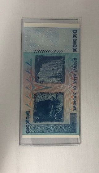 Zimbabwe 100 Trillion Dollar 2008.  In UNCIRCULATED 2