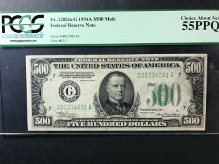 1934a $500 Five Hundred Dollar Federal Reserve Note Pcgs Choice About 55ppq