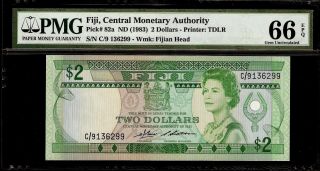 Fiji 2 Dollars 1983 Pmg 66 Epq Unc Pick 82a Printer Tdlr