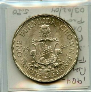 1964 Bu Bermuda Silver Crown Coin.  Starts@ 2.  99