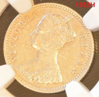 1882 H China Hong Kong 10 Cent Victoria Silver Coin Ngc Au 53
