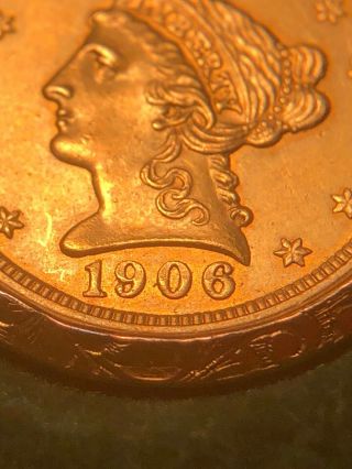 1906 $2.  5 Gold Liberty,  Sharp Unc With 18” 14k Gold Chain,  Fancy Bezel