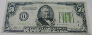 1934 Us Fifty Dollar $50 Federal Reserve Note York - S&h Usa