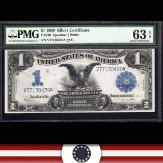 1899 $1 Silver Certificate Bill Black Eagle Pmg 63 Epq Fr 236 V77130439a