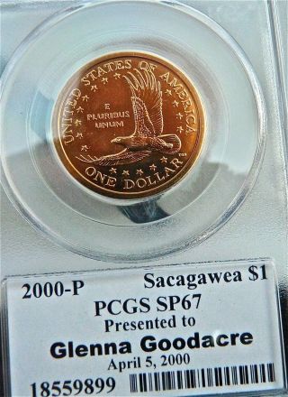 2000 - P Sacagawea Glenna Goodacre Presentation $1 Dollar - Pcgs Graded Sp67