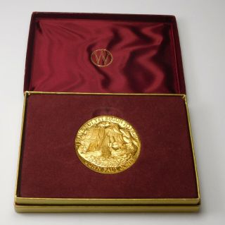 Vintage Wittnauer John Paul Jones 24k Gold Over Bronze Medal In Presentation Box