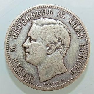 Serbia 2 Dinara 1875 Km 6 See - Silver