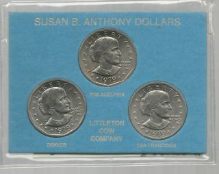 1979 Susan B.  Anthony Dollar P - D - S First Year All Set - 3 Coins