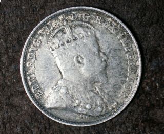 1908 Canada Silver 5 Cent Coin - Small Date