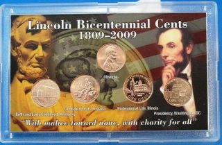2009 Uncirculated Abraham Lincoln Birth Bicentennial Pennies In Gift Case,  2010