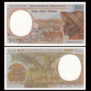 Central African States 500 Francs,  1999,  P - 301ff,  F,  Unc