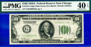 =fr - 2151 - G 1928 - A $100 Frn ( (chicago))  Pmg Xf 40epq G01069648a