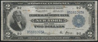 1914 $2 " Battleship " Fr - 571 Federal Reserve Bank Note York " Vf,  "