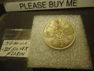 1918 English U.  K.  Florin Coin Why Pay High Uk Shipping?