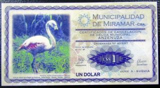 Argentina Emergency Banknote 1 Dolar,  Unc 1997 - Specimen (cordoba)