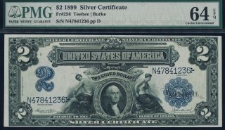 Fr.  256 1899 $2 Miniporthole Silver Certificate Pmg 64epq
