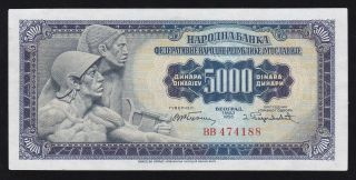 Yugoslavia - - - - - 5000 Dinara 1955 - - - - - - Xf,  - - - -