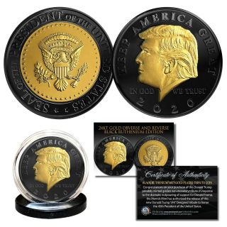 Donald Trump 2020 Keep America Great Black Ruthenium & 24k Gold Tribute Coin