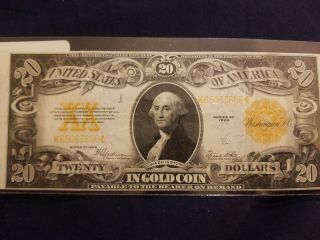 1922 $20 Dollar In Gold Coin / Certificate Fr - 1187 Vf,