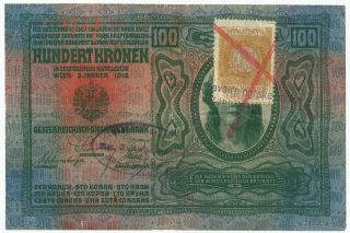 Yugoslavia,  Slovenia - 100 Kronen (zgornji Jakobski Dol) Overprint/seal (ys073)