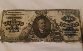 1891 $20 Silver Certificate Manning Good Color And Texture