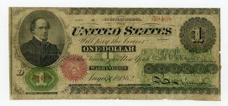 1862 Fr.  16 $1 United States Legal Tender Note