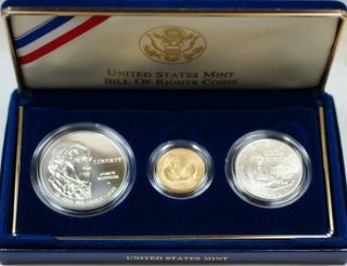 1993 Bill of Rights 3 Coin Gold & Silver Brilliant Uncir.  Commemorative set☆☆☆ 7