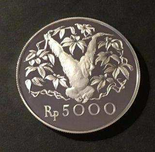 Indonesia - 5000 Rupiah 1974 Km 40a 35,  00/0,  925 Silver Proof With Certificate
