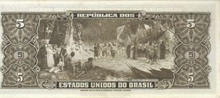 1953 5 CRUZEIROS BRAZIL BRAZILIAN CURRENCY BANKNOTE NOTE MONEY BANK BILL CASH 2