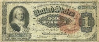 1886 $1 Silver Certificate Martha Washington Large Pink Seal Note
