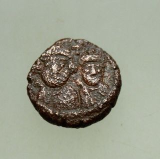 Heraclius With Heraclius Constantine Ad 610 - 641.  Catania Decanummium Æ 16mm 3 4g