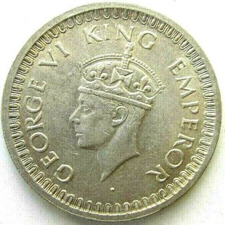 British India Coins,  1/2 Rupee 1945,  George Vi,  Silver 0.  500