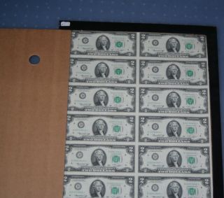 1976 2 DOLLAR BILL SHEET STAR NOTE UNCUT 16 BILLS Department of Treasury - OHIO 7