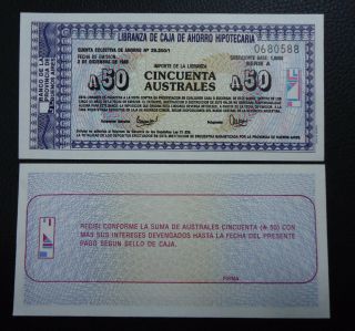 Argentina Emergency Banknote 50 Australes,  Unc 1985 (buenos Aires)