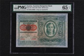 1912 Austria Austrian Hungarian Bank 100 Kronen Pick 56 Pmg 65 Epq Gem Unc