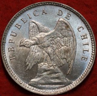 Uncirculated 1907 Chile 10 Centavos Silver Foreign Coin