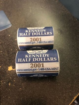2001 P & D Kennedy Half Dollar Roll Wrapped - Bu Roll