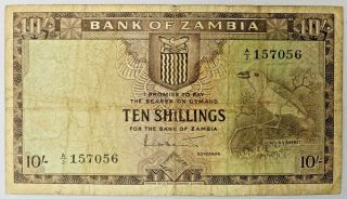 Bank Of Zambia 10 Shillings Bank Note 1964 Pick 1a