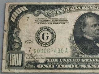 1934 1000 DOLLAR FEDERAL RESERVE NOTE SERIES A 4