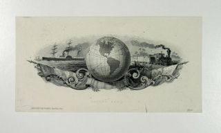 Abn Proof Vignette Panama Arms Ca.  1870 - 90s Intaglio Black Abn Unc