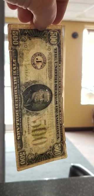 1934J $500 FIVE HUNDRED DOLLAR BILL Federal Reserve Kansas City Missouri 5