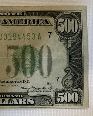 US $500 Bill - Series 1934 - A 4