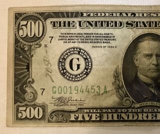 US $500 Bill - Series 1934 - A 5